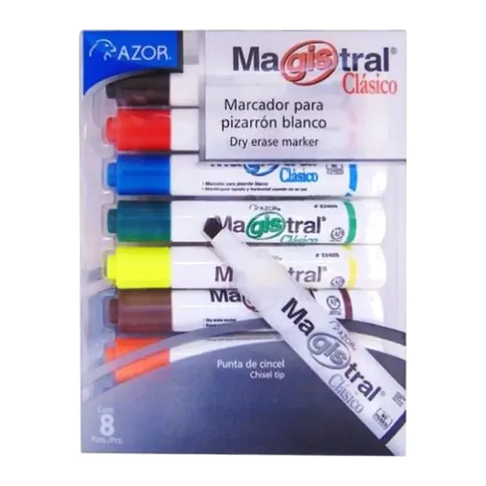 Marcadores Azor Magistral Clásico, Punta cincel 6 mm, 8 piezas