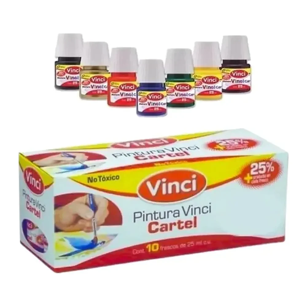 Pintura Acrílica Vinci, Surtida 25 ml, 10 piezas