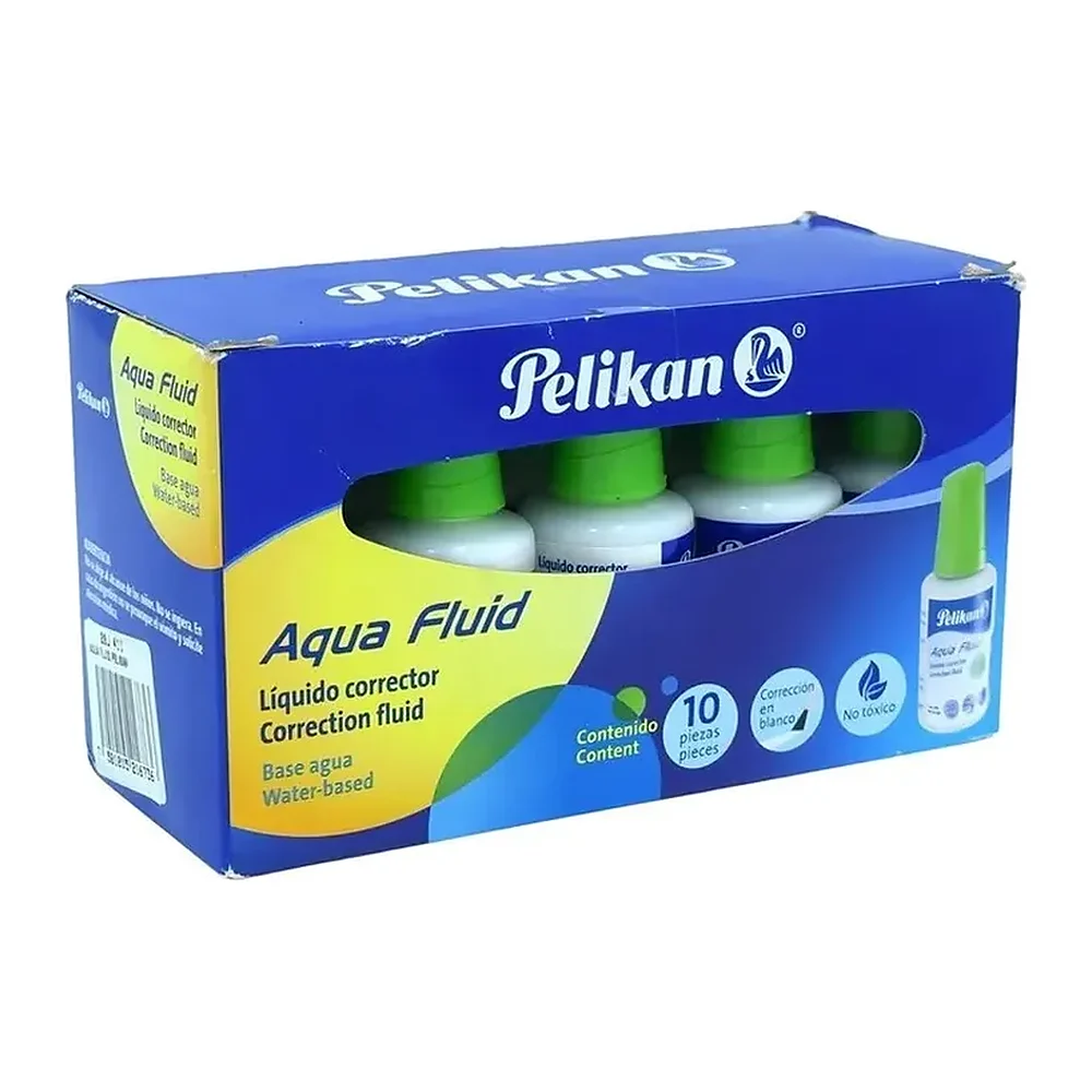 Corrector Líquido Pelikan Aqua Fluid, Blanco 20 ml, 10 piezas