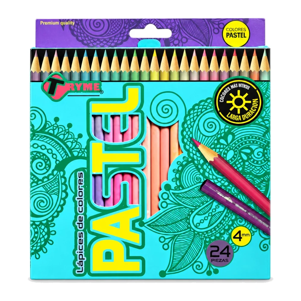 Lápices de Colores Pastel Tryme, Surtidos, 24 piezas