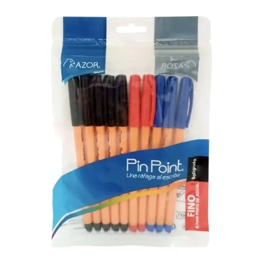Bolígrafo Azor Punta Fina, Colores surtidos 0.7 mm, 10 piezas