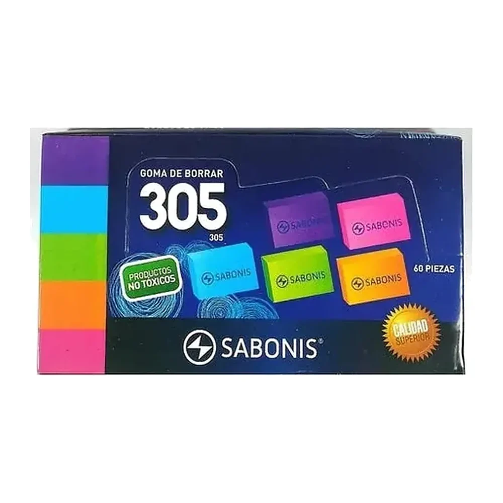 Goma de Borrar Sabonis 305, Migajón rectangular, 60 piezas