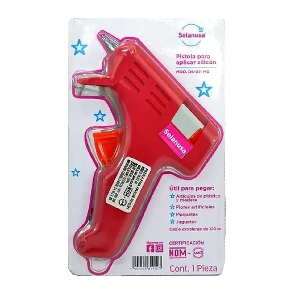 Pistola de Silicón Chica Selanusa, 10 W Rojo, 1 pieza