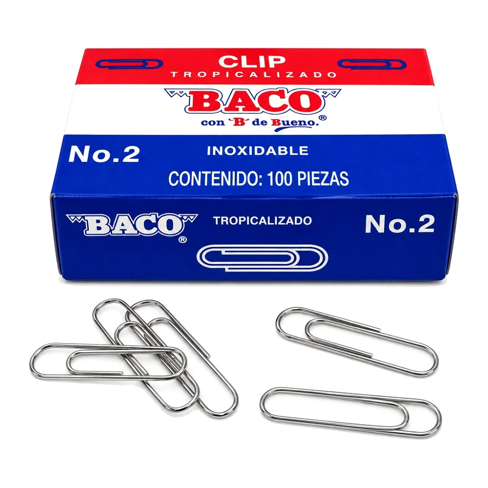 Clip BACO #2, Exhibidor 10 cajas de 100, 1000 piezas