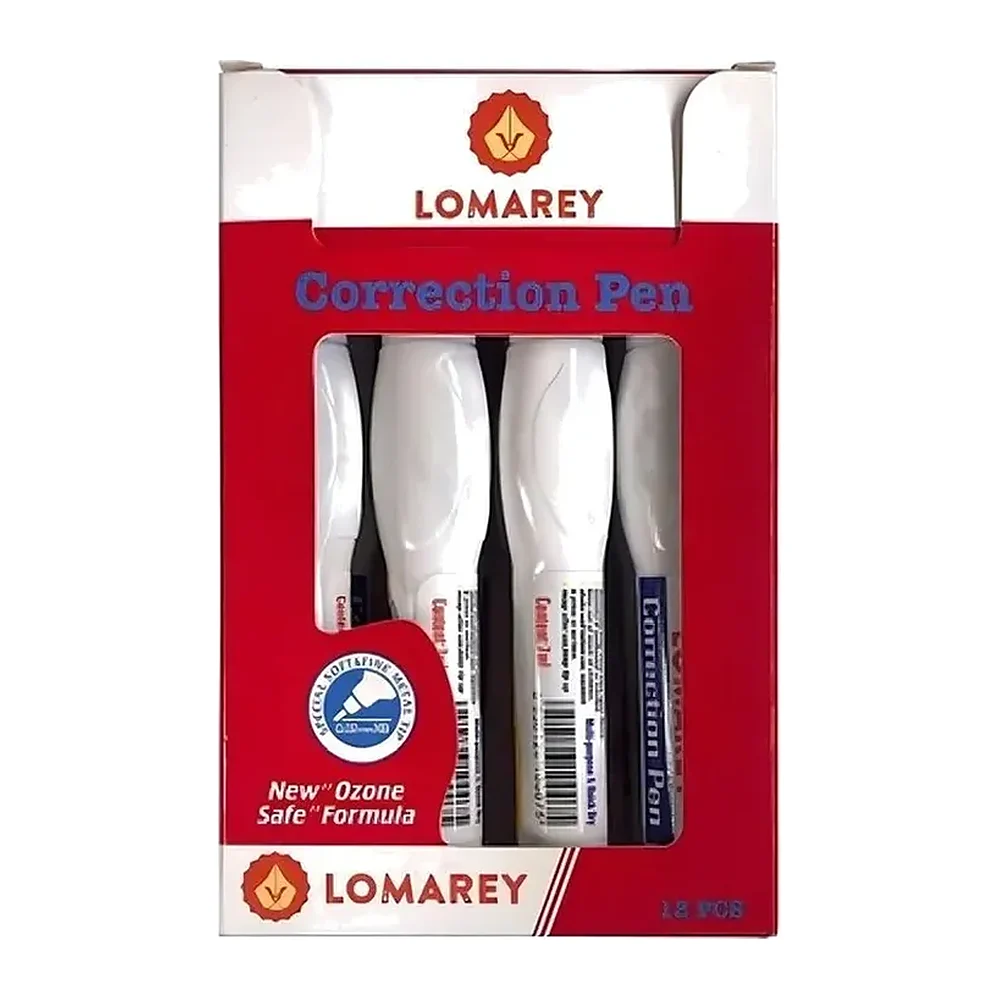 Corrector Líquido Lomarey Tipo Pluma, 7 ml, 12 piezas — Todo Papelería