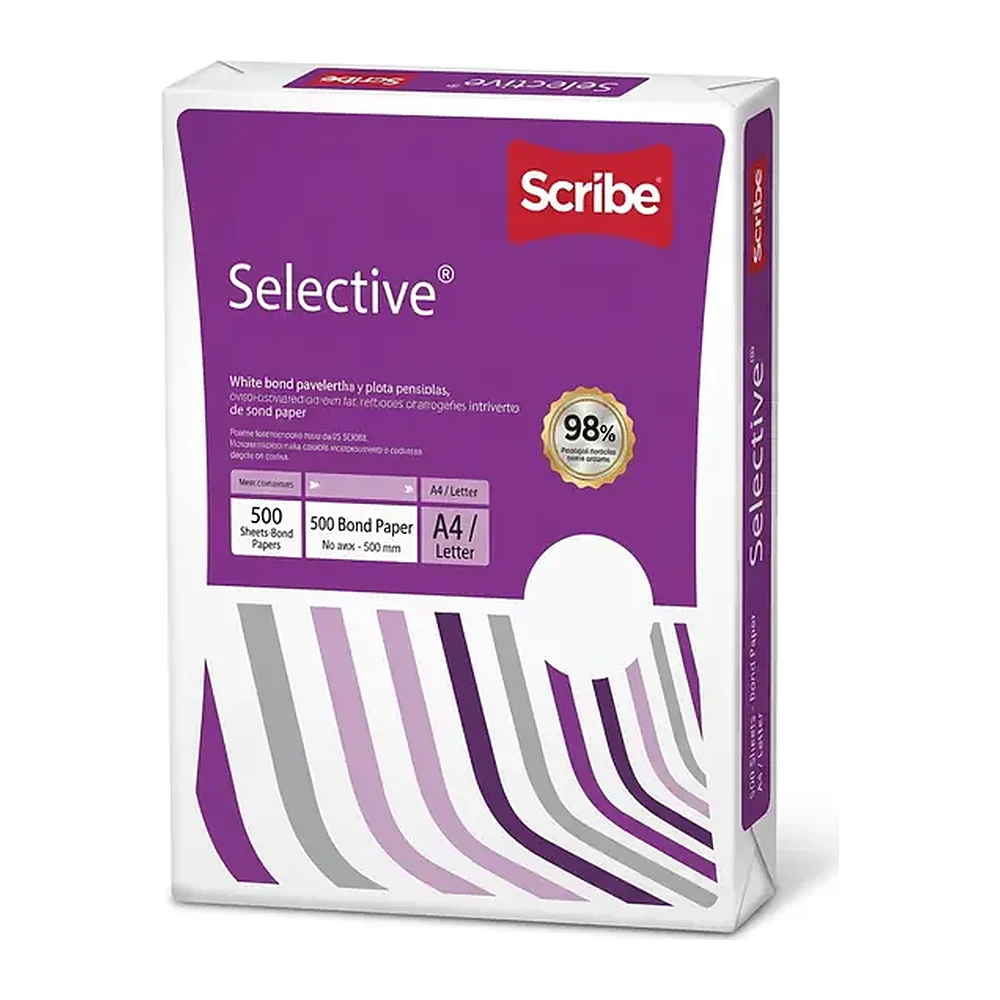 Papel Bond Scribe Selective, Tamaño carta, 500 hojas