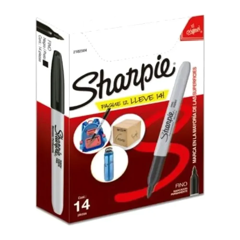 Marcador Permanente Sharpie, Punto fino, 14 piezas