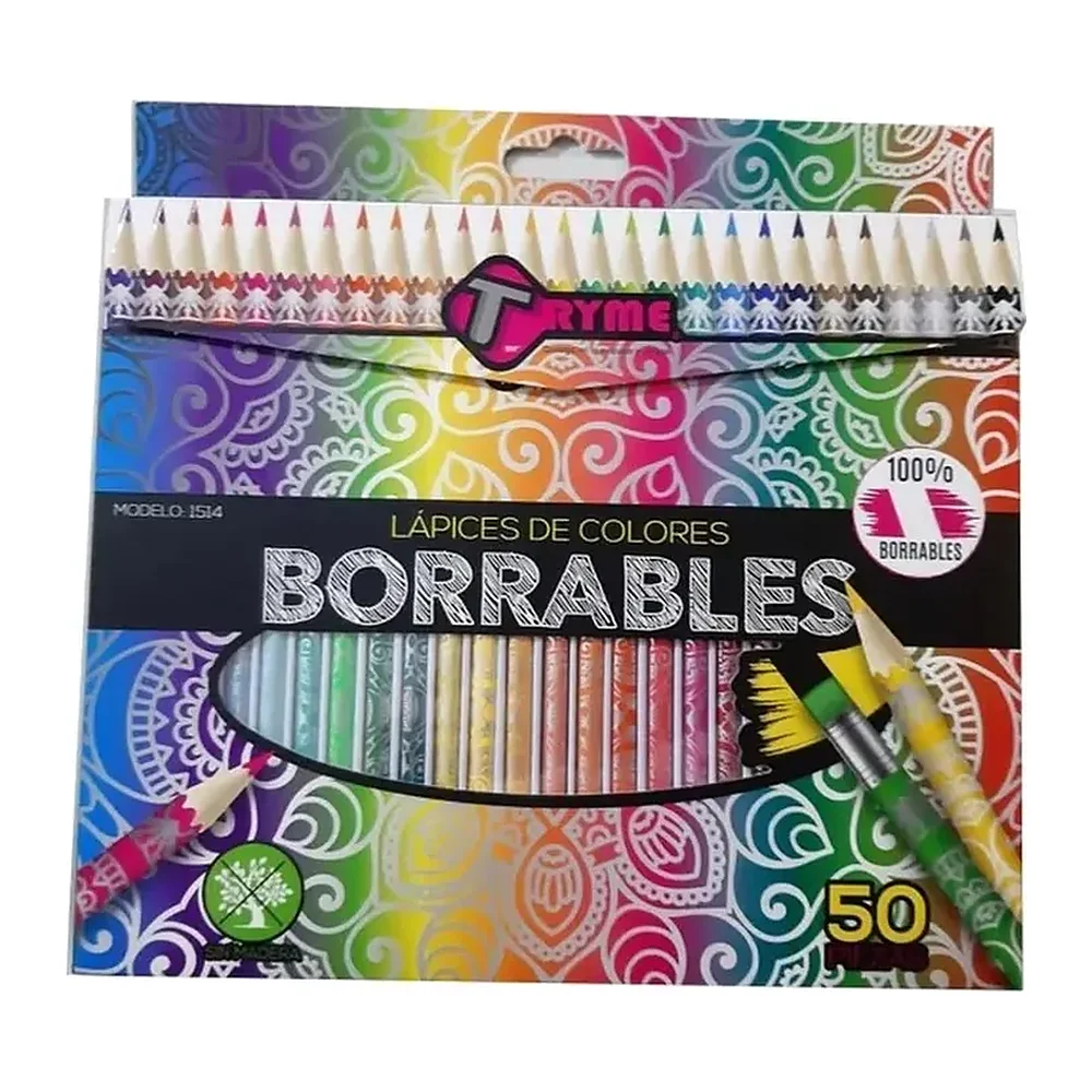 Colores Borrables Tryme 15A4, Surtidos, 50 piezas