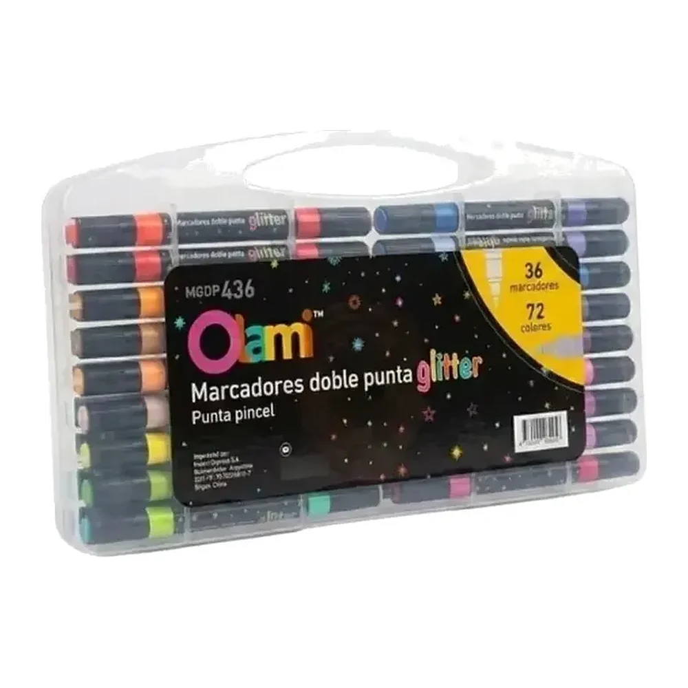 Marcadores Glitter Dual Tip, Doble punta, 36 piezas