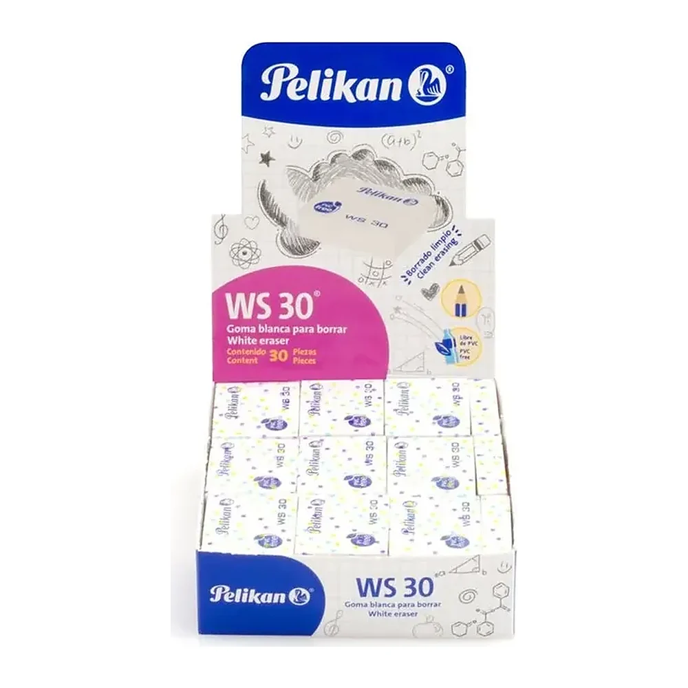 Goma Blanca Pelikan WS30, Tipo bloque, 30 piezas