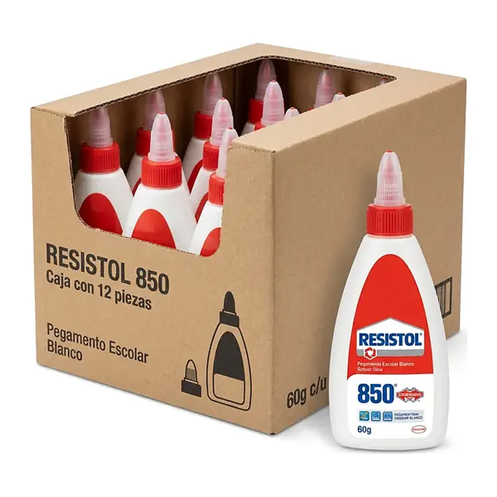 Pegamento Blanco Resistol 850, 60 g, 12 piezas