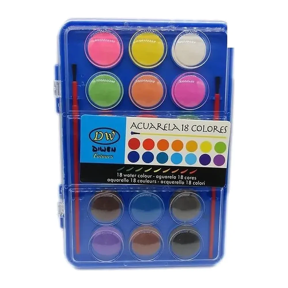 Acuarelas Golden Tiger con pinceles, 18 colores, 1 set