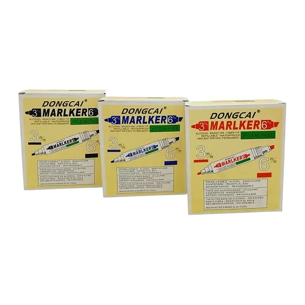 Marcador Permanente DONGCAI Doble Punta Recargable, Surtidos, 12 piezas