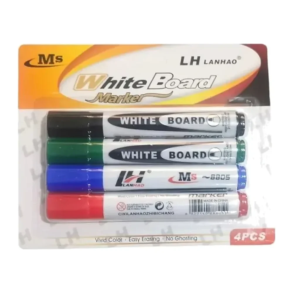Marcador para Pizarrón Blanco MS, Tinta de aceite, 4 piezas