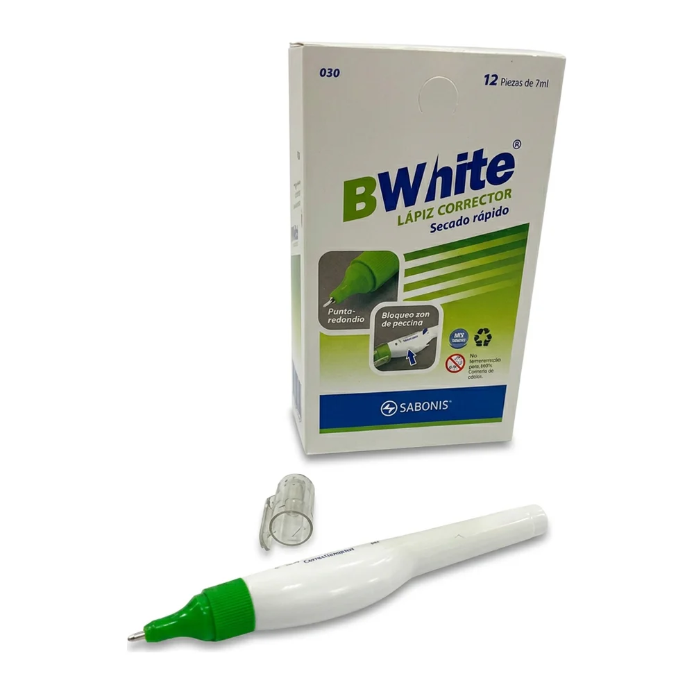 Corrector Bi-White, Blanco, 12 piezas