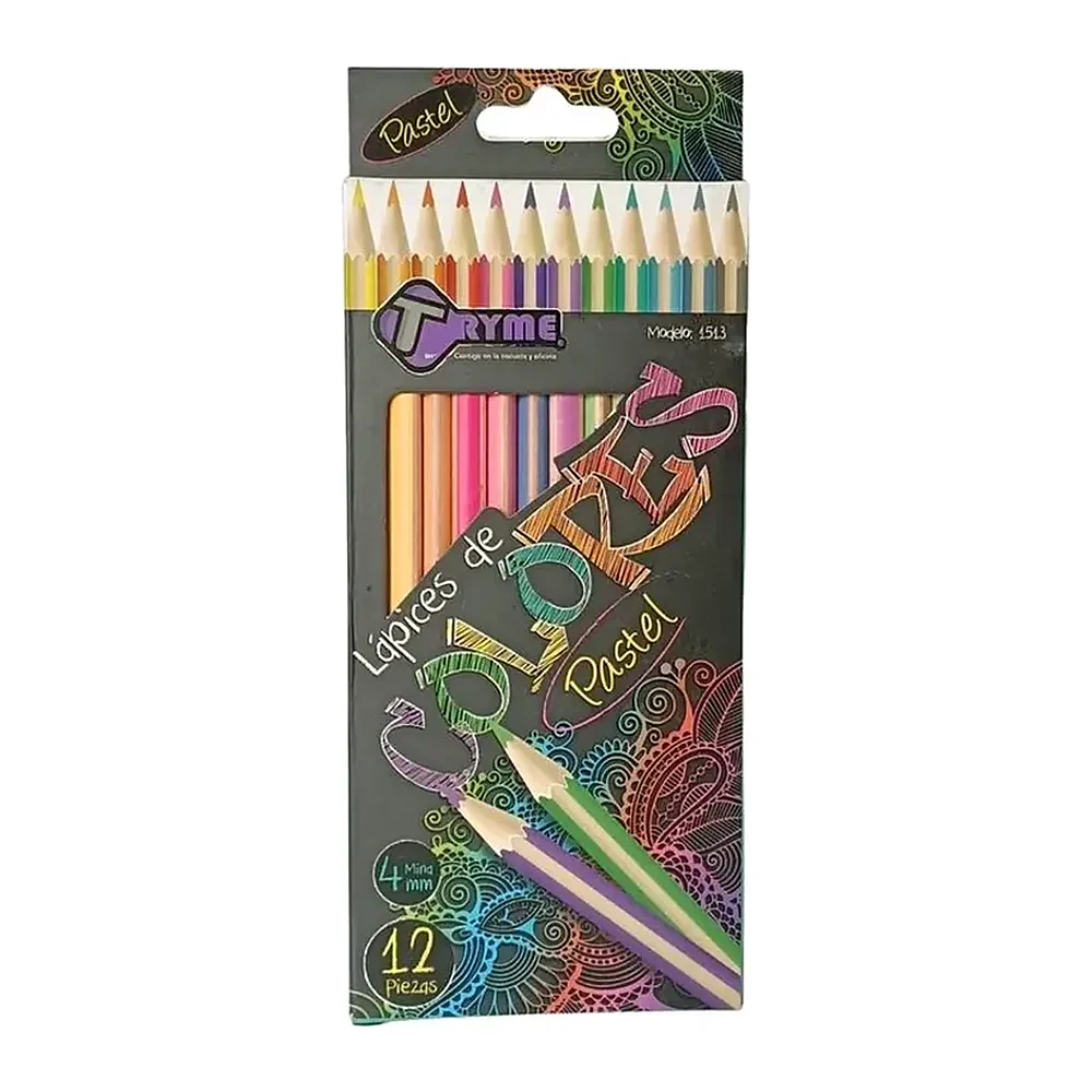 Lápices de Colores Pastel Tryme, Surtidos, 12 piezas