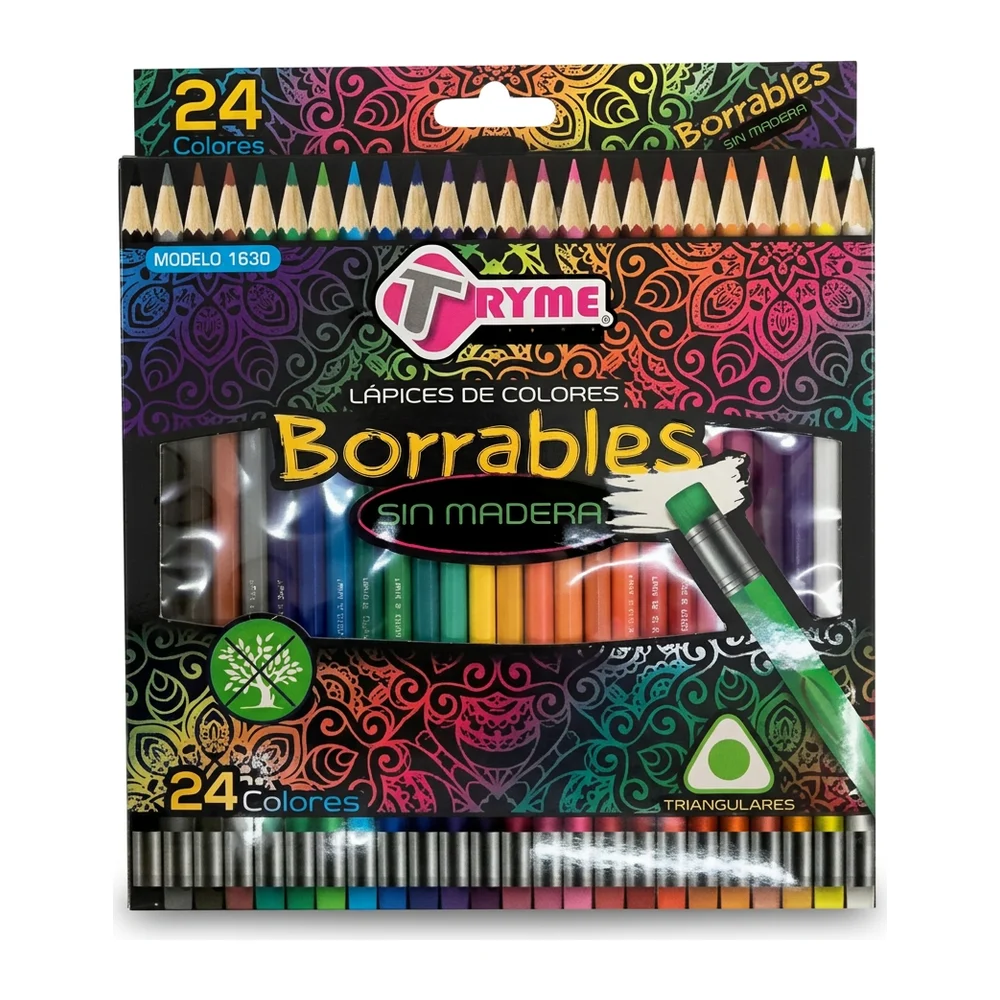 Lápices de Colores Borrables Tryme, Surtidos, 24 piezas
